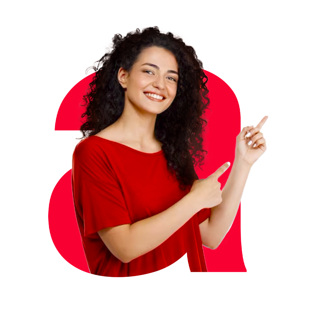 mulher apontando para formulário de newsletter